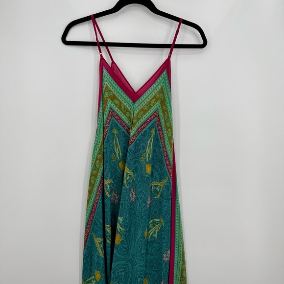 Anthropologie Holding Horses Floral Paisley Handkerchief Slip Sundress Silk M L - Picture 8 of 10